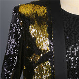 Jinquedai Shawl Collar Sequins Blazer Men's Stage Costume Nightclub Singer Host Dj Mid-long Jacket jinquedai