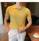 Jinquedai High Quality Summer Ice Silk Short Sleeve Knitted Polo Shirt Men Clothing Turn Down Collar Slim Fit Casual Tee Shirt Homme jinquedai