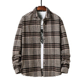 Mens Long Sleeve Heavy Weight Flannel Shirts Men Hip Hop Streetwear Harajuku Plaid Shirt Men Long Sleeve Button Up Shirt Male jinquedai