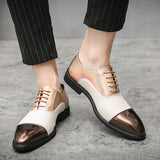 Jinquedai British Stylist Trend Men's  Color Patchwork Shoes Male Moccasins Wedding Prom Homecoming Office Footwear Zapatos Hombre jinquedai