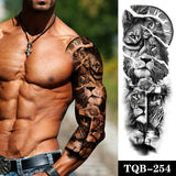 Jinquedai Large Arm Sleeve Tattoo Clock Rose Cross Jesus Waterproof Temporary Tatto Sticker Poker Lion Body Art Full Fake Tatoo Women Men jinquedai