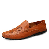 Jinquedai Brand New Spring Summer Men Breathable Casual Shoes Genuine Leather Men Loafers Fashion Non-slip Boat Shoes Moccasins Size 38-47 jinquedai