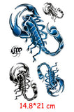 Jinquedai Waterproof Temporary Body Art Arm Shoulder Chest Scorpion Sword Tattoo Sticker Women/Men Hot Sale 14.8*21 Cm jinquedai