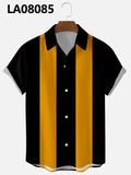 Jinquedai  Men Clothing New Summer Yellow Stripes 3D Digital Printing Trend Loose Short-sleeved Shirt Men's Top Camisas Para Hombre jinquedai