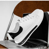 Fashion New Men Men Casual Shoes Flat Outdoor Fashion White Autumn Spring Leather Low Top Sneakers Male Non-Slip Work Breathable Thick Sole jinquedai