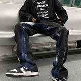 High street pants American street skateboard washed splash jeans men's floor pants streetwear hiphop Panic buying denim men jinquedai