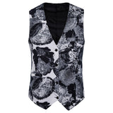 Jinquedai  M-4XL Floral Printed Suit Vest Men Casual Patchwork Sleeveless Khaki Mens Waistcoat Vintage Single Breasted Chalecos Para Hombre jinquedai