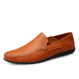 Jinquedai Brand New Spring Summer Men Breathable Casual Shoes Genuine Leather Men Loafers Fashion Non-slip Boat Shoes Moccasins Size 38-47 jinquedai