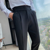 Jinquedai British Style Autumn New Solid Business Casual Suit Pants Men Clothing Simple All Match Formal Wear Office Trousers Straight 36 jinquedai