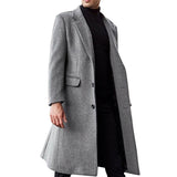 Spring autumn Winter Men Coats Woolen Solid Long Sleeve Jackets Fleece Men Overcoats Streetwear Fashion Long Trench Outerwear jinquedai