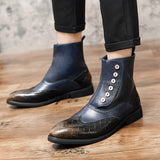 Jinquedai Leather Boots for Men 2021 Men's Boots Autumn Vintage Brogue College Style Boots Comfortable Shoes Ankle Boots Men Shoes jinquedai