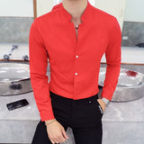 Jinquedai  New style Male spring long sleeve shirts/Men's High quality Stand collar pure cotton Business shirts/Plus size S-5XL jinquedai