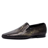 Men Summer Genuine Snake Pattern Leather Shoes Hair Stylist Italian Open Edge Slip On British Carved Business Casual Loafers jinquedai