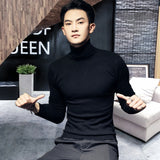 Winter New Men's Turtleneck Sweaters Black Sexy Brand Knitted Pullovers Men Solid Color Casual Male Sweater Autumn Knitwear jinquedai