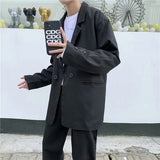 Jinquedai Men Sets Solid Casual Chic Fashion Korean Style Ulzzang Chic Streetwear Male Outerwear Single Breasted Young Daily Simple Loose jinquedai