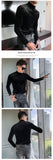 Jinquedai New Autumn Long Sleeve T Shirts Men Fashion Men Clothes Velvet Stretched Turtleneck Slim Fit All Match Solid Men T-Shirts jinquedai