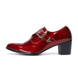 Jinquedai Men Shoes 7cm High Heels Pointed Toe Genuine Leather Dress Shoes Men Buckle Strap Red Party & Wedding Shoes Shoes,38-46 jinquedai