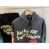 LUCKY ME I SEE GHOST Hoodie Men Women FEEL Kanye West Kid Cudi Hoodies Kids See Ghost Sweatshirts Foam Print Pullovers jinquedai