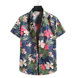 Pink Floral Hawaiian Shirt Men Chemise Homme Summer New Short Sleeve Beach Aloha Shirts Men Casual Button Up Shirt Male XXL jinquedai