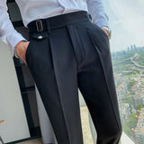 Jinquedai  British Style Business Formal Wear Suit Pant Men Clothing Simple Slim Fit Casual Office Trousers Straight Pantalones Hombre jinquedai