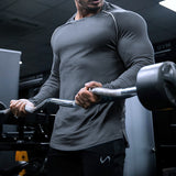Jinquedai Men Long Sleeve Shirts Quick Dry Bodybuilding for Men Workout Gym Fitness Casual T Shirt Undershirts jinquedai
