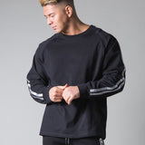 New style streetwear fashion men's long-sleeved T-shirt cotton splicing casual top jogger brand fitness sportswear jinquedai