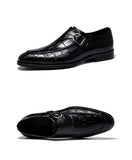 Jinquedai  Mens Genuine Leather Crocodile Pattern Silp on Buckle Driving Soft Daily Pea Loafer Shoes Summer Black Formal Dress Shoes 2022 jinquedai