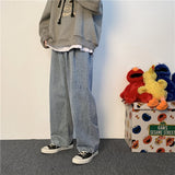 Men Wide Leg Jeans Solid Pleated Mopping Cool Harajuku Baggy Casual Trendy Vintage Retro Japan Style Streetwear Draped Teens New jinquedai