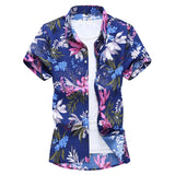 Men Fashion  New Red Car Printed Mens Hawaiian Shirt Streetwear Holiday Casual Short Sleeved Floral Camisa Plus Size M-7XL jinquedai