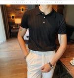 Jinquedai High Quality Summer Ice Silk Short Sleeve Knitted Polo Shirt Men Clothing Turn Down Collar Slim Fit Casual Tee Shirt Homme jinquedai