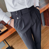 Jinquedai  British Style Autumn New Solid Business Casual Suit Pants Men Clothing Simple All Match Formal Wear Office Trousers Straight jinquedai