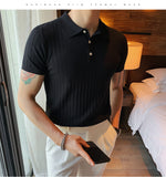 Jinquedai High Quality Summer Ice Silk Short Sleeve Knitted Polo Shirt Men Clothing Turn Down Collar Slim Fit Casual Tee Shirt Homme jinquedai