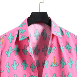 Pink Floral Hawaiian Shirt Men Chemise Homme Summer New Short Sleeve Beach Aloha Shirts Men Casual Button Up Shirt Male XXL jinquedai