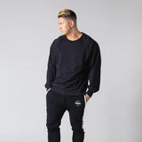 Men's clothing cotton streetwear casual men's long-sleeved T-shirt jogger gyms round neck fitness fashion sportswear jinquedai