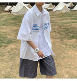 Summer hawaiian shirt coat men's Korean fashion versatile ruffian handsome 5-sleeve shirt ins  new top camiseta streetwear jinquedai