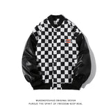 American checkerboard stitching Baseball Jacket, men's fashion brand loose BF versatile casual jacket jaket men mens clothing jinquedai