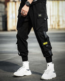 New Hip-Hop Jogger Men's Black Harem Overalls Multi-Pocket Ribbon Men's Sports Pants Streetwear Casual Men's Casual Pants jinquedai