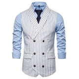 Jinquedai  Formal Double Breasted Suit Vest Men Casual Stripe Plaid Waist Coat For Men Dress Vests Business Wedding Chalecos Para Hombre jinquedai