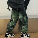 Hip Hop Tie Dye Pants Men's Fashion Casual Retro Corduroy Pants Men Streetwear Korean Loose Straight Wide Legs Pants Mens M-XL jinquedai