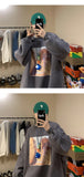 Jinquedai Men Streetwear Harajuku Sweatshirts Oil Painting Loose Sweatshirts O-neck Hip Hop Male Pullovers Vintage Korean Style Hoodies jinquedai