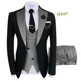 New Costume Homme Popular Clothing Luxury Party Stage Men's Suit Groomsmen Regular Fit Tuxedo 3 Peice Set Jacket+Trousers+Vest jinquedai