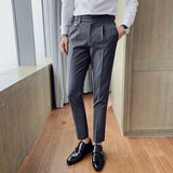 Jinquedai  British Style Autumn New Solid Business Casual Suit Pants Men Clothing Simple All Match Formal Wear Office Trousers Straight jinquedai