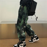 Hip Hop Tie Dye Pants Men's Fashion Casual Retro Corduroy Pants Men Streetwear Korean Loose Straight Wide Legs Pants Mens M-XL jinquedai