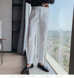 Jinquedai  British Style Business Formal Wear Suit Pant Men Clothing Simple Slim Fit Casual Office Trousers Straight Pantalones Hombre jinquedai