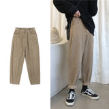 Jinquedai  Khaki/Black Corduroy Pants Men Fashion Solid Color Retro Casual Straight Pants Men Streetwear Harem Pants Mens Trousers M-3XL