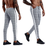 Jinquedai  Casual Mens Chinos Cotton Slim Fit Men Pants Trousers Skinny Chinos Pants Grey Ankle Length Streetwear Plaid Side Stripe Pants jinquedai