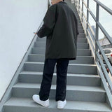 Jinquedai Men Sets Solid Casual Chic Fashion Korean Style Ulzzang Chic Streetwear Male Outerwear Single Breasted Young Daily Simple Loose jinquedai