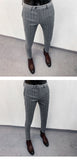 Jinquedai Suit Trousers for Men New High-quality Stripes Slim Dress Suit Pants Fashion Casual Mens Clothing Formal Full Length Pants jinquedai