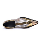 Luxury Handmade Men's Shoes Pointed Toe Leather Dress Shoes Men Slip on Gold Oxfords for Men Partry/Wedding, EU38-46 jinquedai