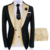 New Costume Homme Popular Clothing Luxury Party Stage Men's Suit Groomsmen Regular Fit Tuxedo 3 Peice Set Jacket+Trousers+Vest jinquedai